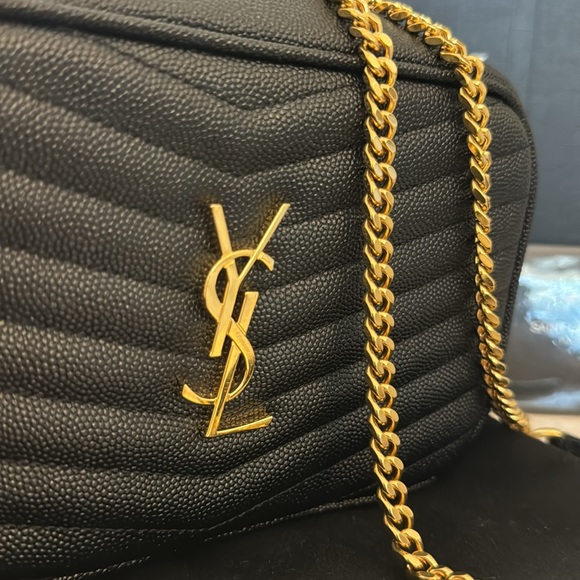 Saint Laurent Grain De Poudre Matelasse Monogram Mini Lou Camera Bag Black - Picture 4 of 16